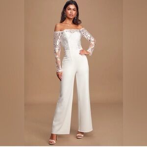 LULUS LONG SLEEVE LACE JUMPSUIT